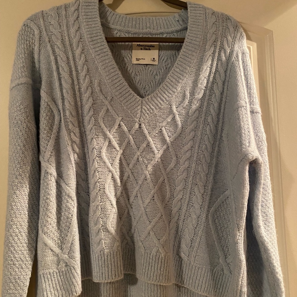 V neck blue sweater